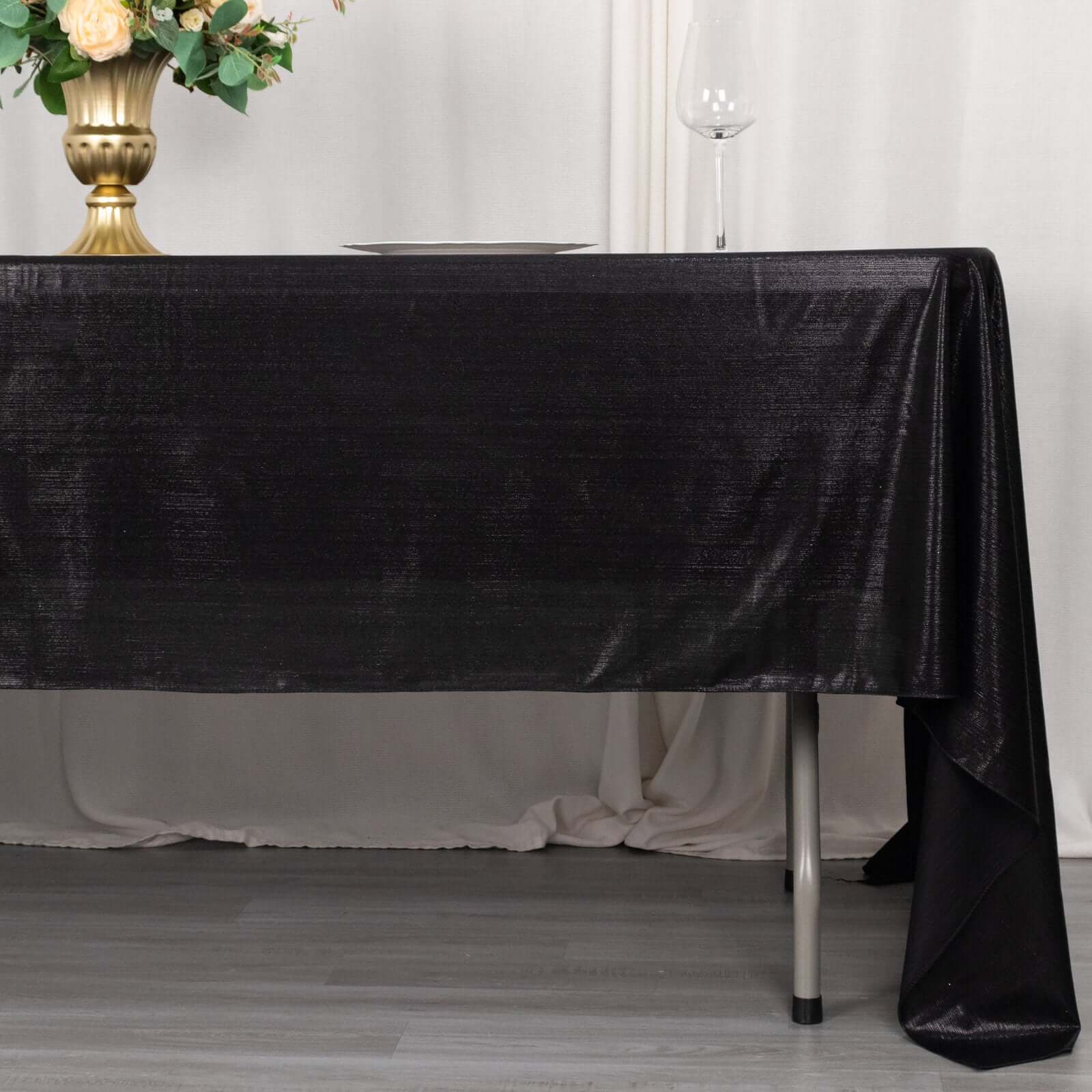 Sequin Dots Polyester 60"x126" Rectangle Tablecloth Shimmering Black - Wrinkle Free & Sparkling Table Cover - Bell Racket Store