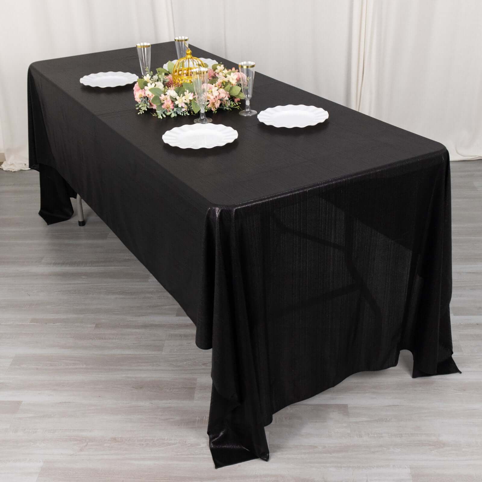 Sequin Dots Polyester 60"x126" Rectangle Tablecloth Shimmering Black - Wrinkle Free & Sparkling Table Cover - Bell Racket Store