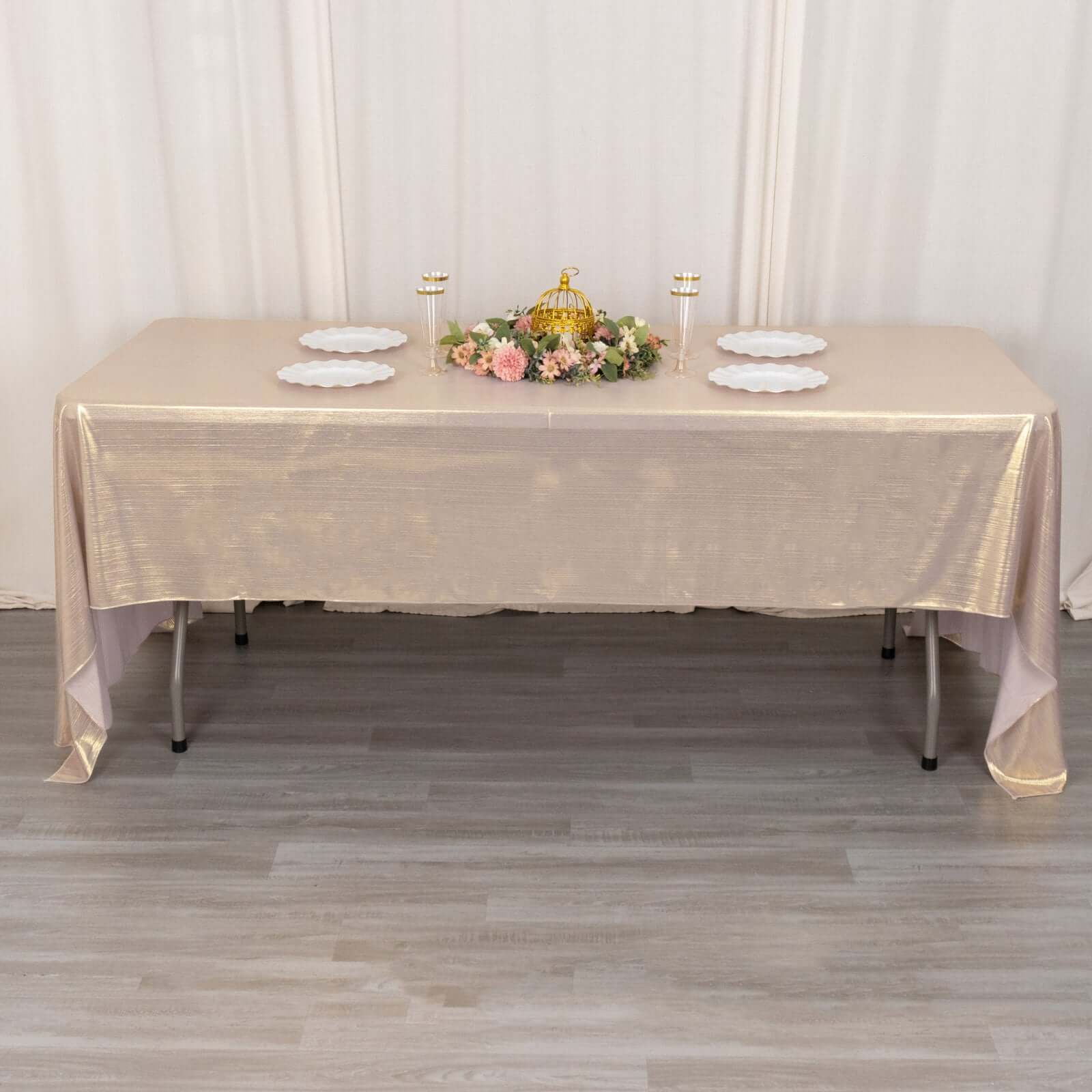 Sequin Dots Polyester 60"x126" Rectangle Tablecloth Shimmering Blush - Wrinkle Free & Sparkling Table Cover - Bell Racket Store