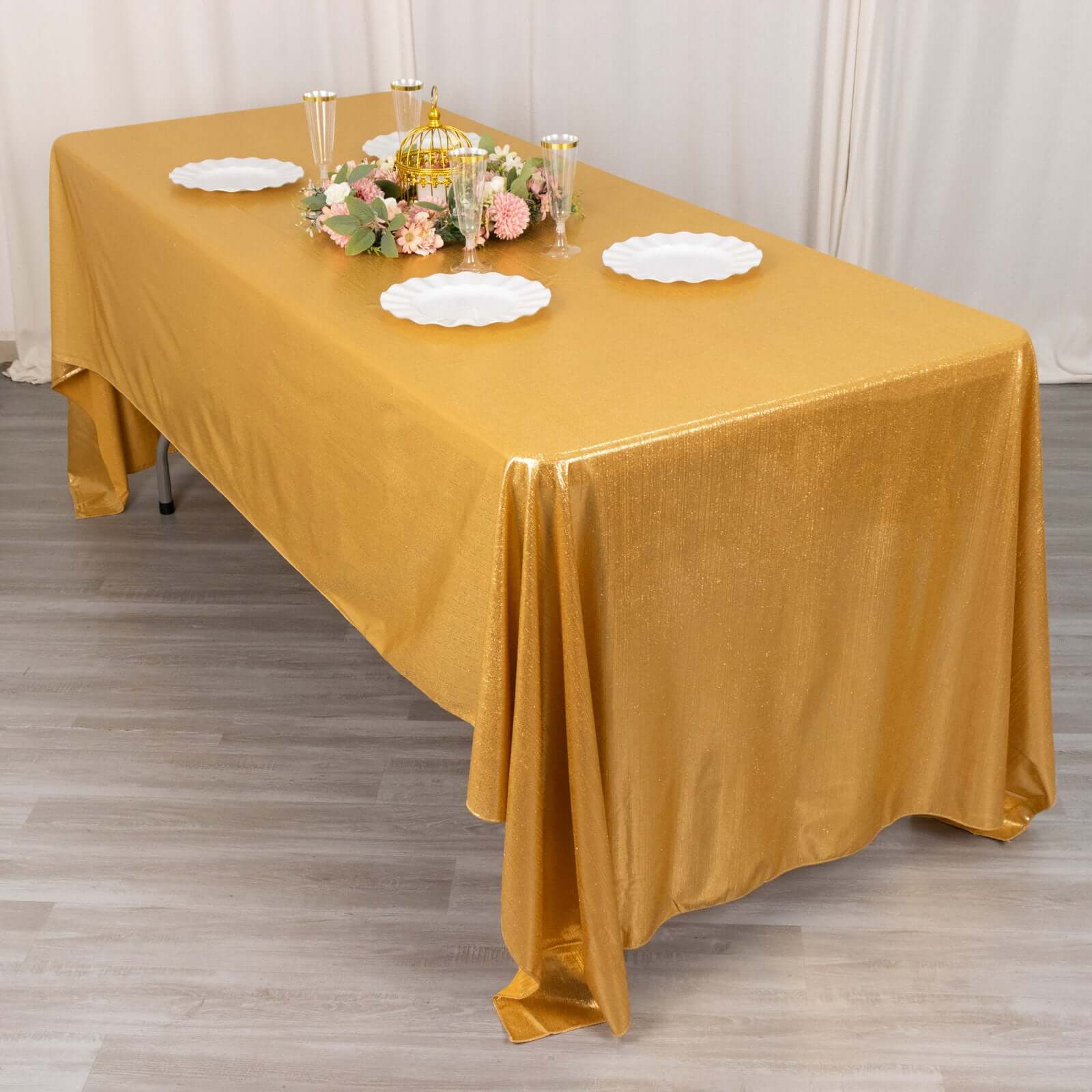 Sequin Dots Polyester 60"x126" Rectangle Tablecloth Shimmering Gold - Wrinkle Free & Sparkling Table Cover for Stylish Event Decor - Bell Racket Store