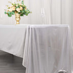 Sequin Dots Polyester 60"x126" Rectangle Tablecloth Shimmering Silver - Wrinkle Free & Sparkling Table Cover - Bell Racket Store