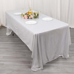 Sequin Dots Polyester 60"x126" Rectangle Tablecloth Shimmering Silver - Wrinkle Free & Sparkling Table Cover - Bell Racket Store