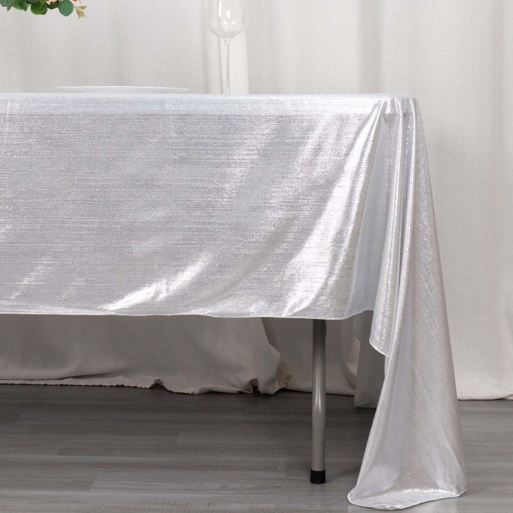 Sequin Dots Polyester 60"x126" Rectangle Tablecloth Shimmering Silver - Wrinkle Free & Sparkling Table Cover - Bell Racket Store