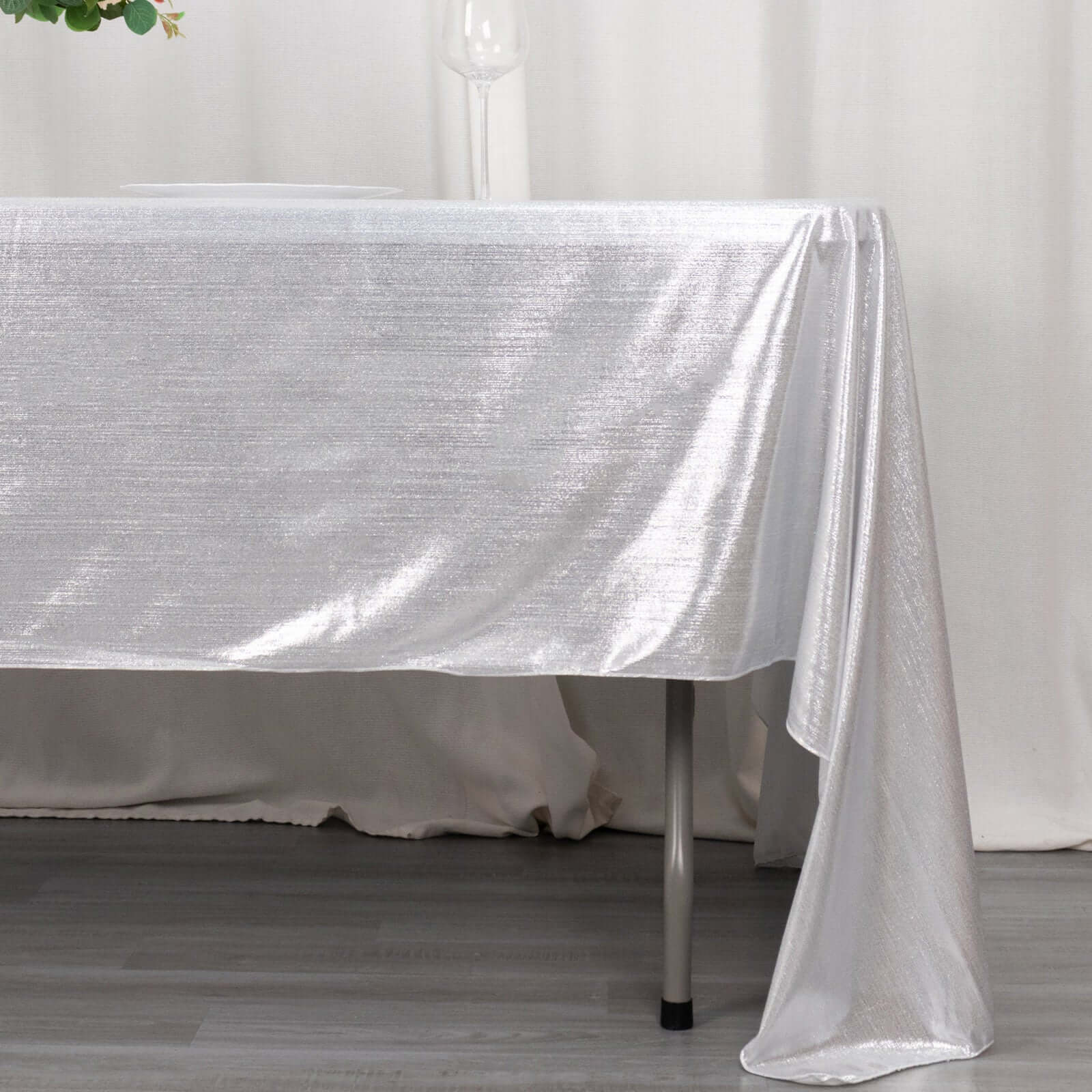 Sequin Dots Polyester 60"x126" Rectangle Tablecloth Shimmering Silver - Wrinkle Free & Sparkling Table Cover - Bell Racket Store