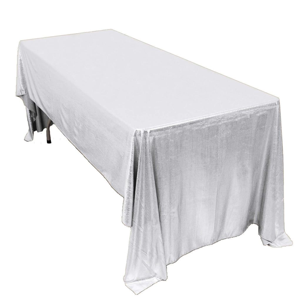 Sequin Dots Polyester 60"x126" Rectangle Tablecloth Shimmering Silver - Wrinkle Free & Sparkling Table Cover - Bell Racket Store