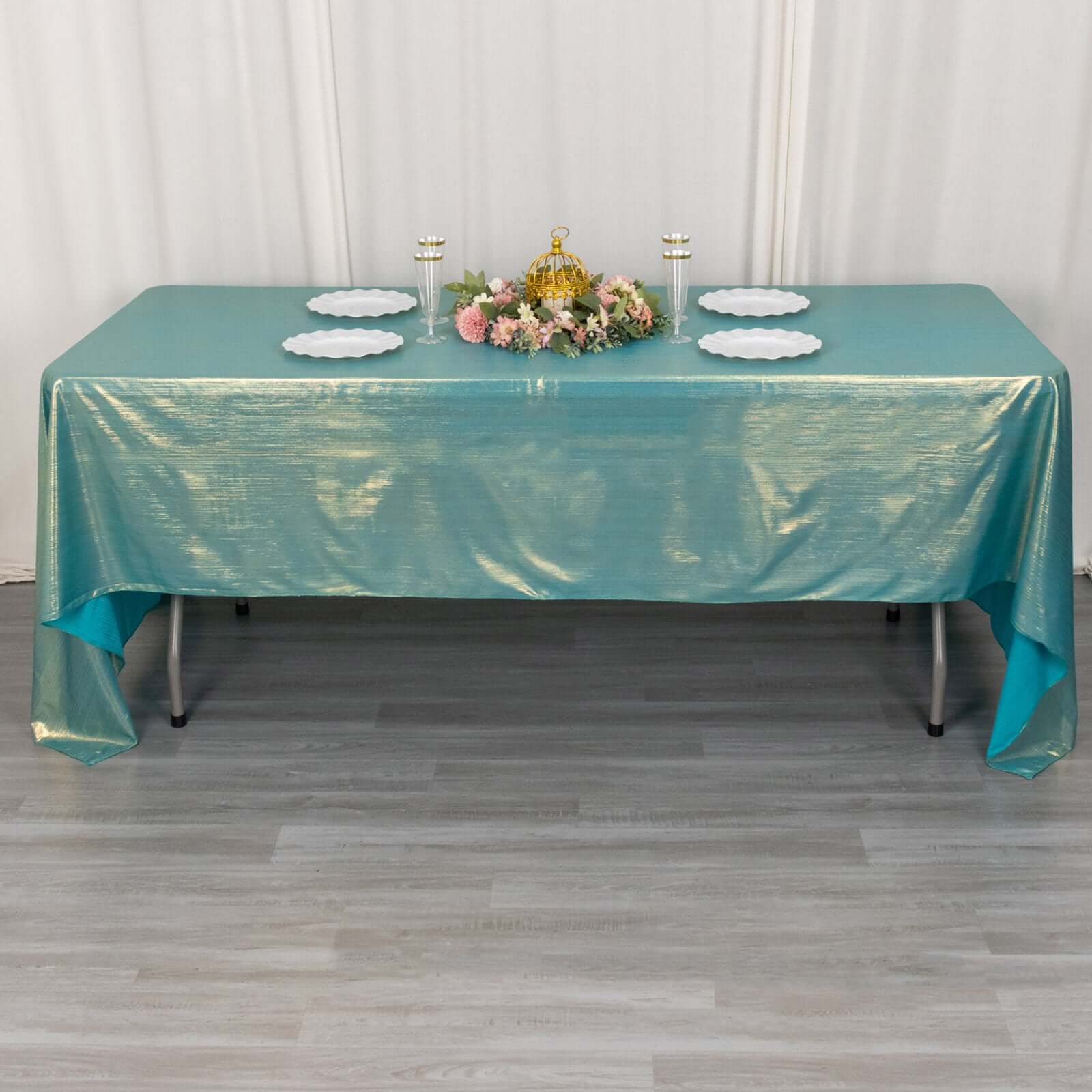 Sequin Dots Polyester 60"x126" Rectangle Tablecloth Shimmering Turquoise - Wrinkle Free & Sparkling Table Cover - Bell Racket Store