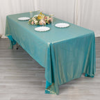 Sequin Dots Polyester 60"x126" Rectangle Tablecloth Shimmering Turquoise - Wrinkle Free & Sparkling Table Cover - Bell Racket Store