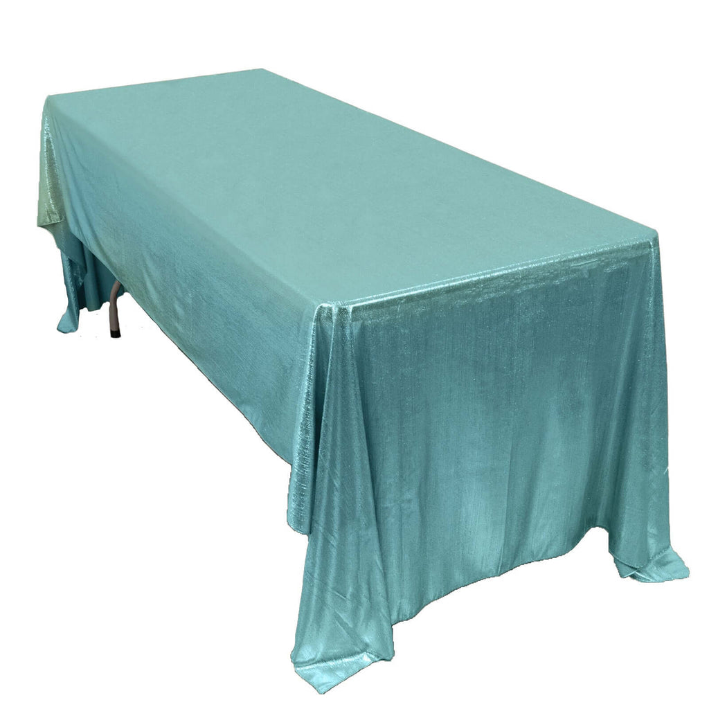 Sequin Dots Polyester 60"x126" Rectangle Tablecloth Shimmering Turquoise - Wrinkle Free & Sparkling Table Cover - Bell Racket Store