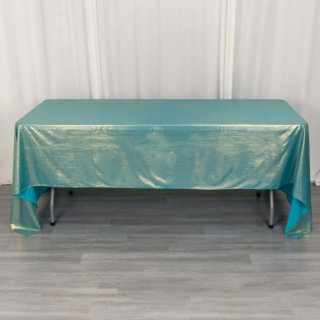 Sequin Dots Polyester 60"x126" Rectangle Tablecloth Shimmering Turquoise - Wrinkle Free & Sparkling Table Cover - Bell Racket Store