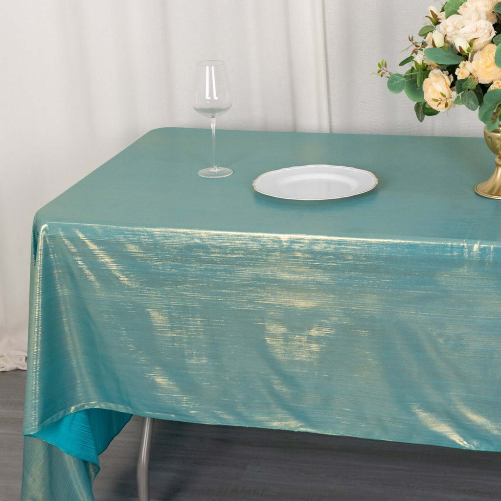 Sequin Dots Polyester 60"x126" Rectangle Tablecloth Shimmering Turquoise - Wrinkle Free & Sparkling Table Cover - Bell Racket Store