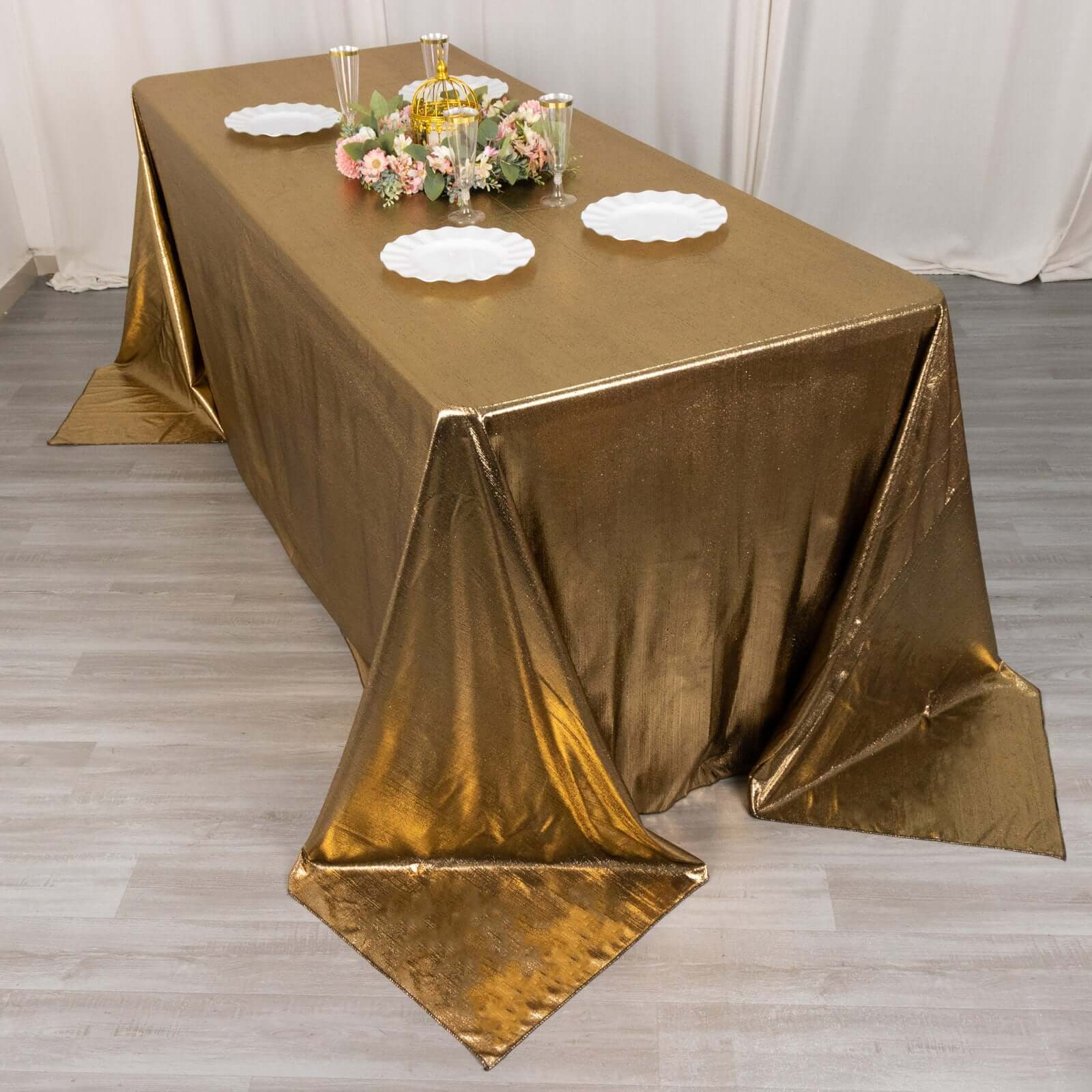 Sequin Dots Polyester 90"x132" Rectangle Tablecloth Shimmering Antique Gold - Seamless, Glittering & Wrinkle Free Table Cover - Bell Racket Store