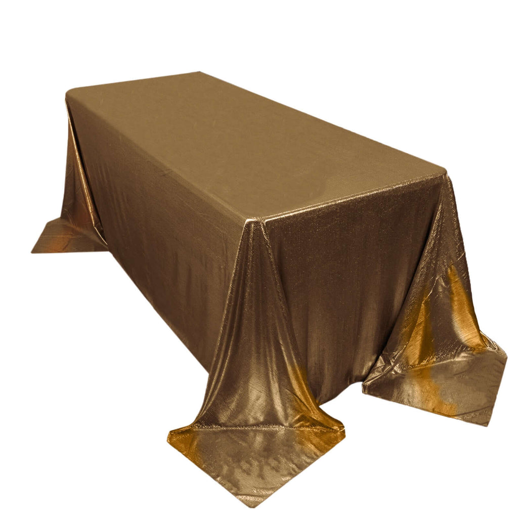 Sequin Dots Polyester 90"x132" Rectangle Tablecloth Shimmering Antique Gold - Seamless, Glittering & Wrinkle Free Table Cover - Bell Racket Store