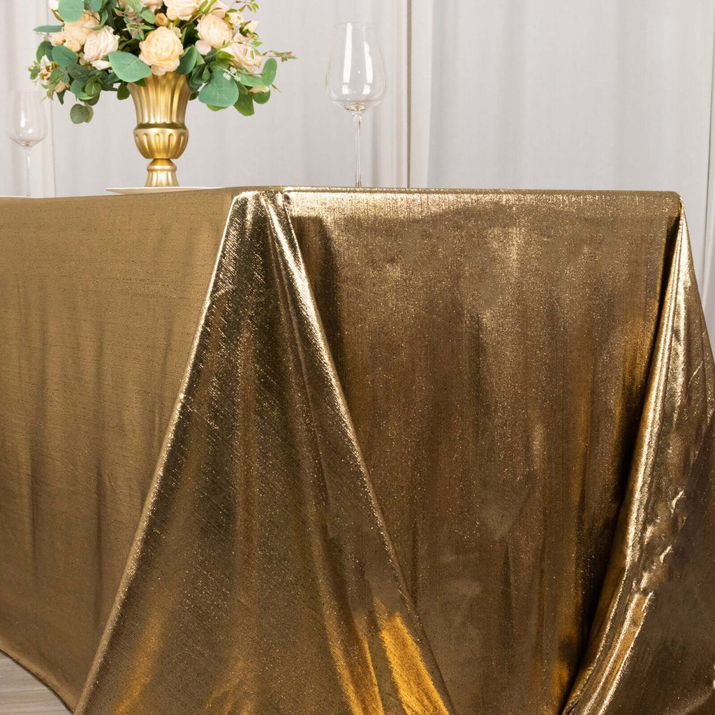 Sequin Dots Polyester 90"x132" Rectangle Tablecloth Shimmering Antique Gold - Seamless, Glittering & Wrinkle Free Table Cover - Bell Racket Store