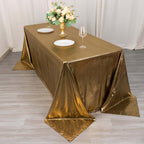 Sequin Dots Polyester 90"x132" Rectangle Tablecloth Shimmering Antique Gold - Seamless, Glittering & Wrinkle Free Table Cover - Bell Racket Store