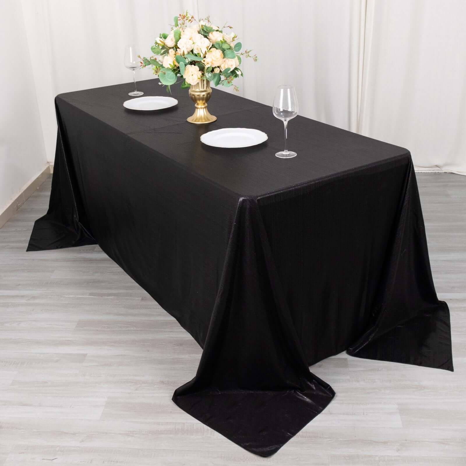 Sequin Dots Polyester 90"x132" Rectangle Tablecloth Shimmering Black - Seamless, Glittering & Wrinkle Free Table Cover - Bell Racket Store