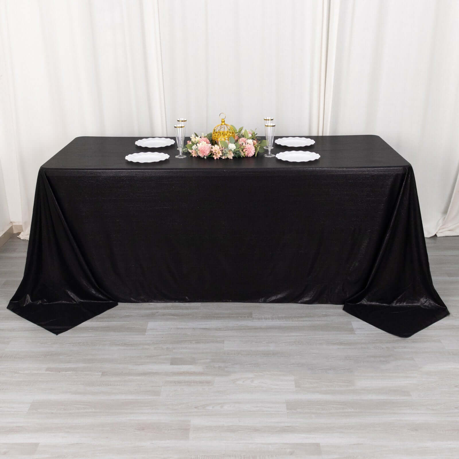 Sequin Dots Polyester 90"x132" Rectangle Tablecloth Shimmering Black - Seamless, Glittering & Wrinkle Free Table Cover - Bell Racket Store