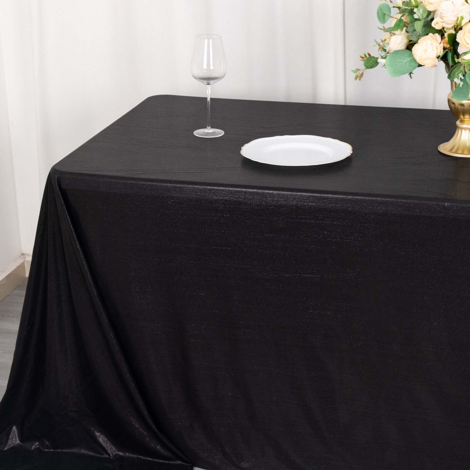 Sequin Dots Polyester 90"x132" Rectangle Tablecloth Shimmering Black - Seamless, Glittering & Wrinkle Free Table Cover - Bell Racket Store