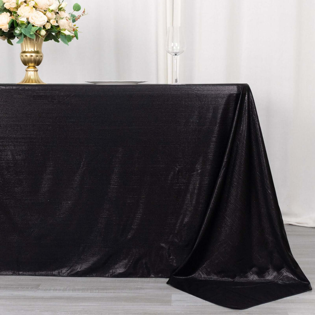 Sequin Dots Polyester 90"x132" Rectangle Tablecloth Shimmering Black - Seamless, Glittering & Wrinkle Free Table Cover - Bell Racket Store