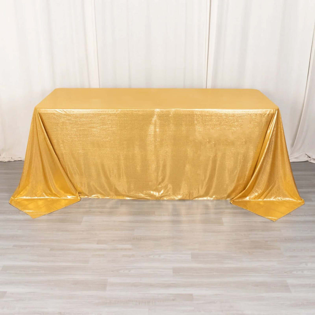Sequin Dots Polyester 90"x132" Rectangle Tablecloth Shimmering Gold - Seamless, Glittering & Wrinkle Free Table Cover for Stylish Event Decor - Bell Racket Store