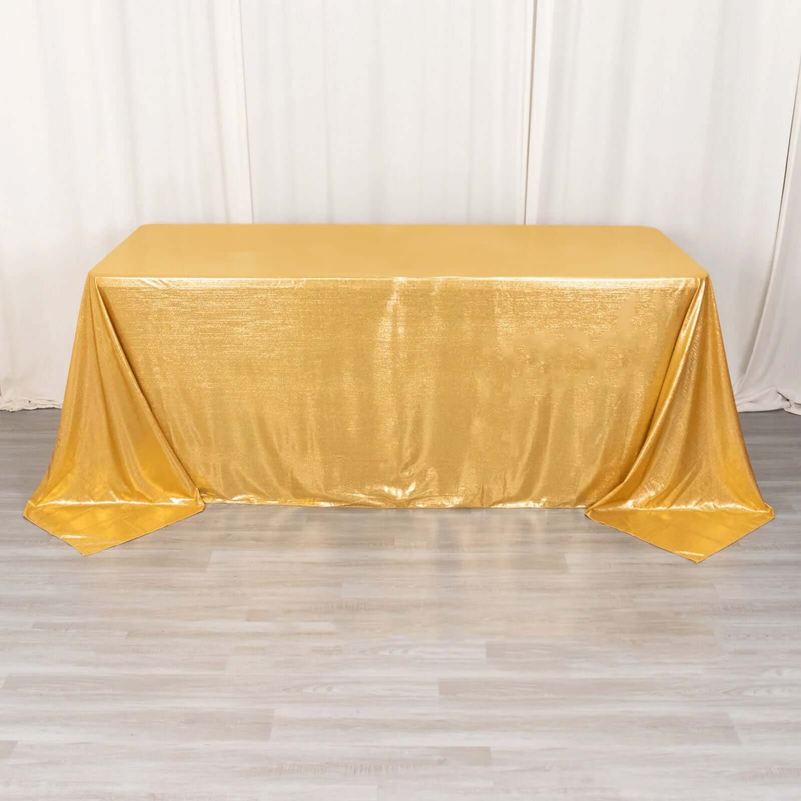 Sequin Dots Polyester 90"x132" Rectangle Tablecloth Shimmering Gold - Seamless, Glittering & Wrinkle Free Table Cover for Stylish Event Decor - Bell Racket Store