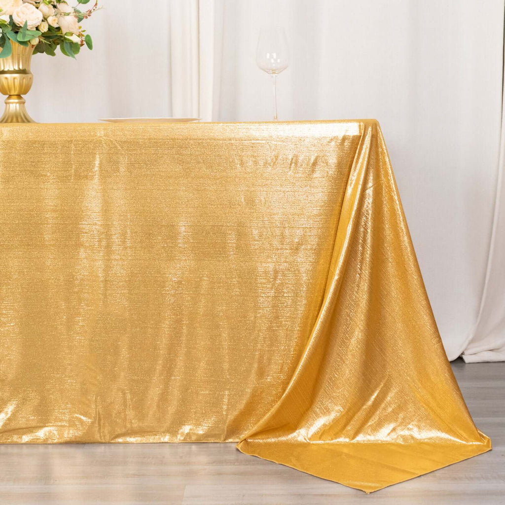 Sequin Dots Polyester 90"x132" Rectangle Tablecloth Shimmering Gold - Seamless, Glittering & Wrinkle Free Table Cover for Stylish Event Decor - Bell Racket Store