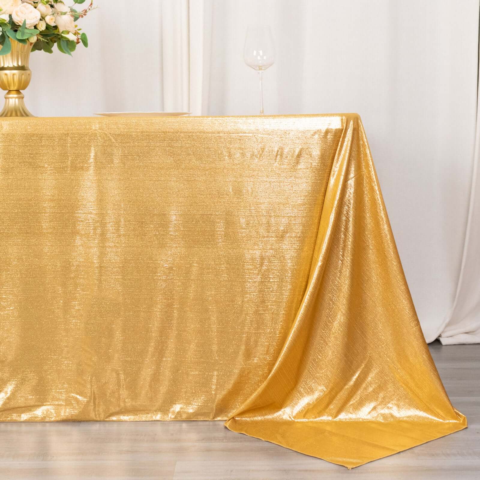 Sequin Dots Polyester 90"x132" Rectangle Tablecloth Shimmering Gold - Seamless, Glittering & Wrinkle Free Table Cover for Stylish Event Decor - Bell Racket Store