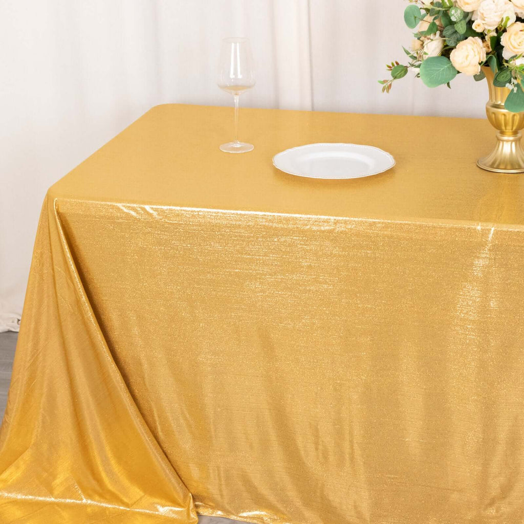 Sequin Dots Polyester 90"x132" Rectangle Tablecloth Shimmering Gold - Seamless, Glittering & Wrinkle Free Table Cover for Stylish Event Decor - Bell Racket Store