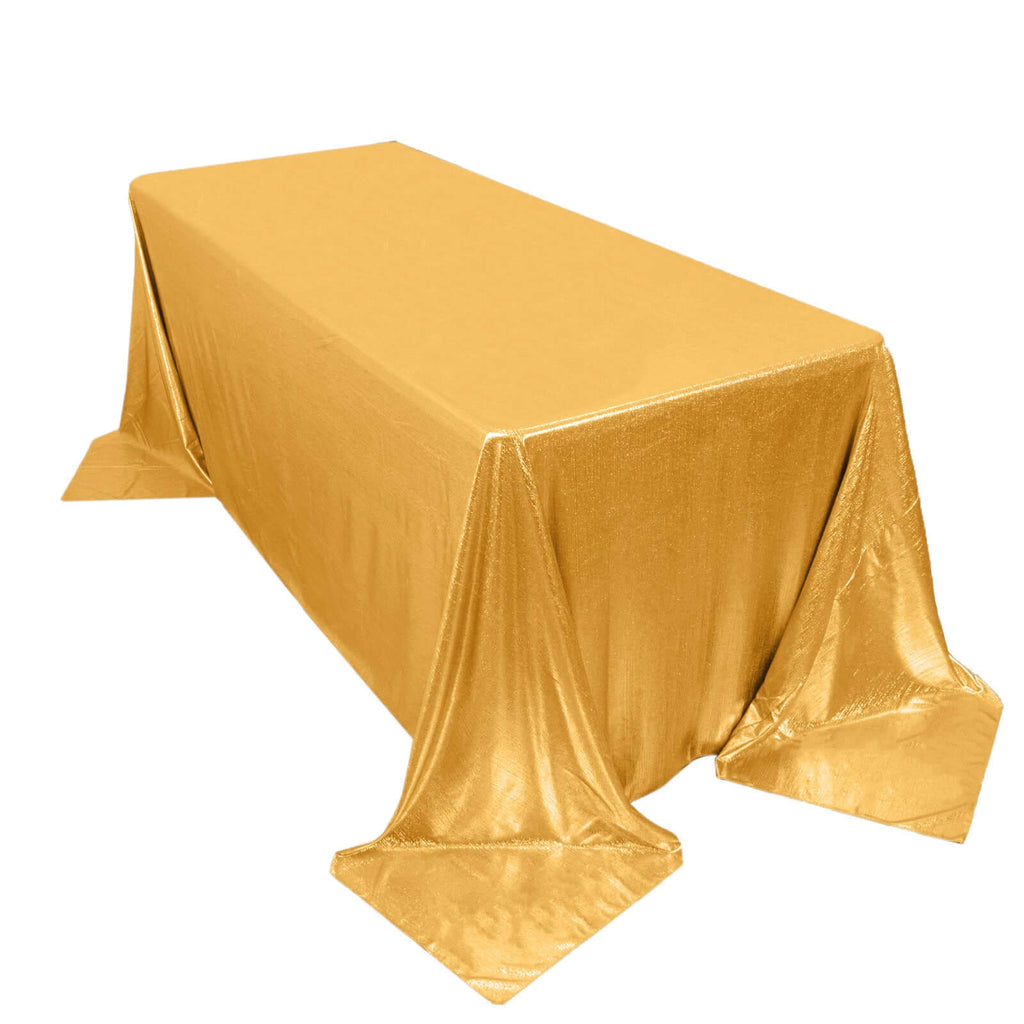 Sequin Dots Polyester 90"x132" Rectangle Tablecloth Shimmering Gold - Seamless, Glittering & Wrinkle Free Table Cover for Stylish Event Decor - Bell Racket Store