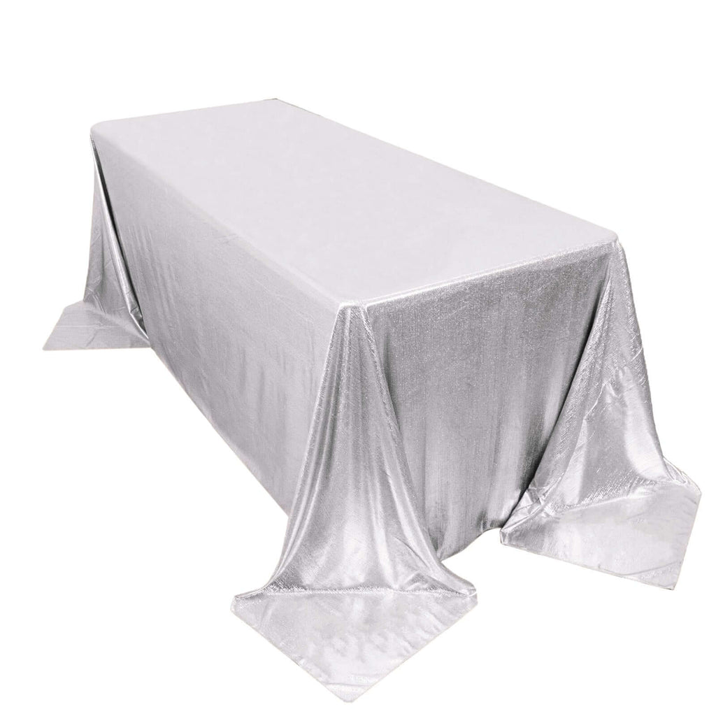 Sequin Dots Polyester 90"x132" Rectangle Tablecloth Shimmering Silver - Seamless, Glittering & Wrinkle Free Table Cover - Bell Racket Store