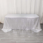 Sequin Dots Polyester 90"x132" Rectangle Tablecloth Shimmering Silver - Seamless, Glittering & Wrinkle Free Table Cover - Bell Racket Store
