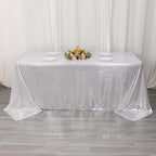 Sequin Dots Polyester 90"x132" Rectangle Tablecloth Shimmering Silver - Seamless, Glittering & Wrinkle Free Table Cover - Bell Racket Store