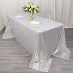Sequin Dots Polyester 90"x132" Rectangle Tablecloth Shimmering Silver - Seamless, Glittering & Wrinkle Free Table Cover - Bell Racket Store