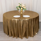 Sequin Dots Polyester Round 120" Tablecloth Shimmering Antique Gold - Wrinkle Free & Sparkling Table Cover - Bell Racket Store