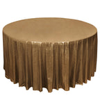 Sequin Dots Polyester Round 120" Tablecloth Shimmering Antique Gold - Wrinkle Free & Sparkling Table Cover - Bell Racket Store