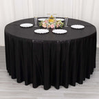 Sequin Dots Polyester Round 120" Tablecloth Shimmering Black - Wrinkle Free & Sparkling Table Cover - Bell Racket Store