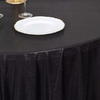 Sequin Dots Polyester Round 120" Tablecloth Shimmering Black - Wrinkle Free & Sparkling Table Cover - Bell Racket Store