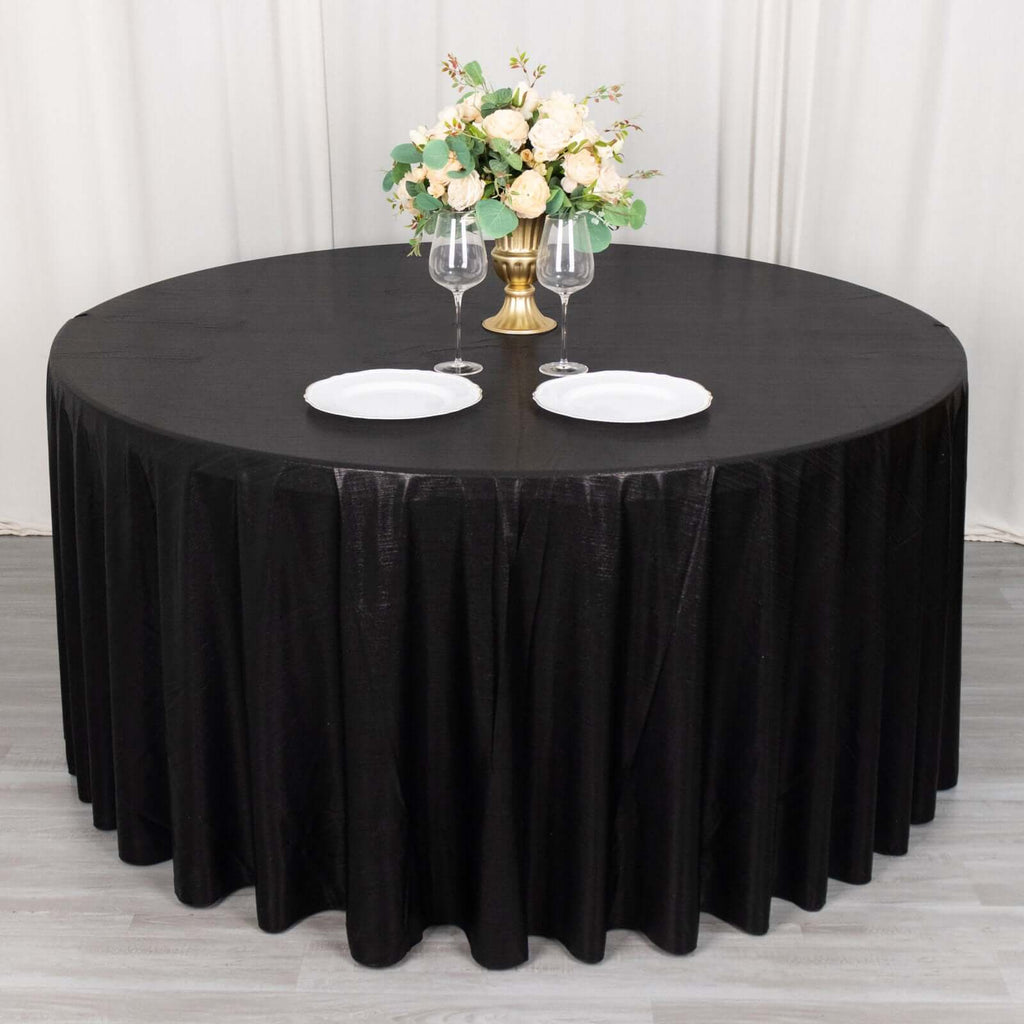 Sequin Dots Polyester Round 120" Tablecloth Shimmering Black - Wrinkle Free & Sparkling Table Cover - Bell Racket Store