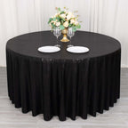 Sequin Dots Polyester Round 120" Tablecloth Shimmering Black - Wrinkle Free & Sparkling Table Cover - Bell Racket Store