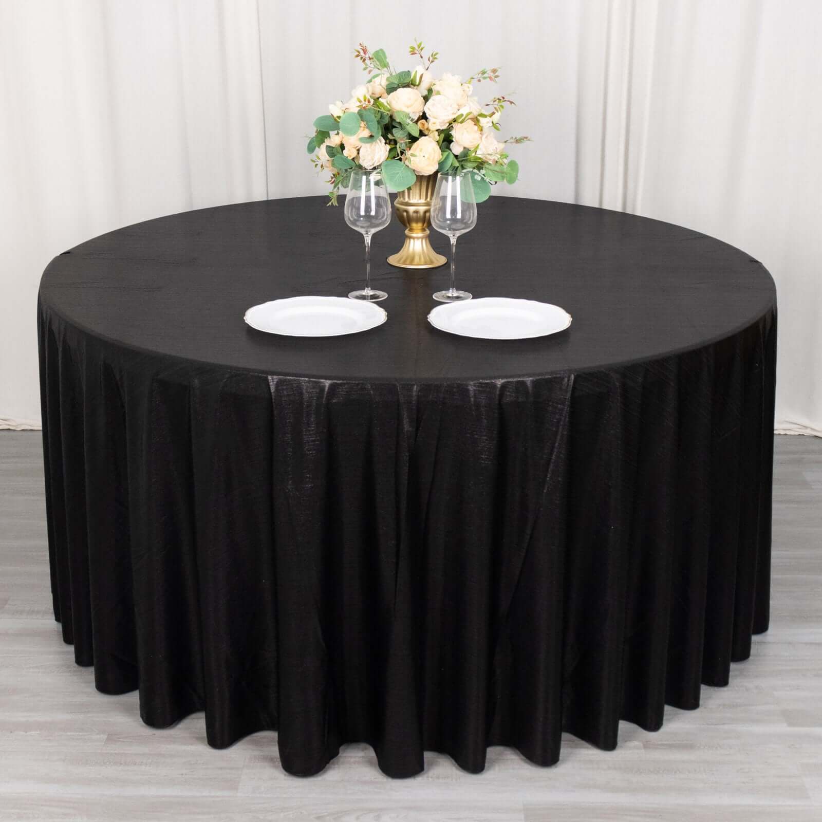 Sequin Dots Polyester Round 120" Tablecloth Shimmering Black - Wrinkle Free & Sparkling Table Cover - Bell Racket Store