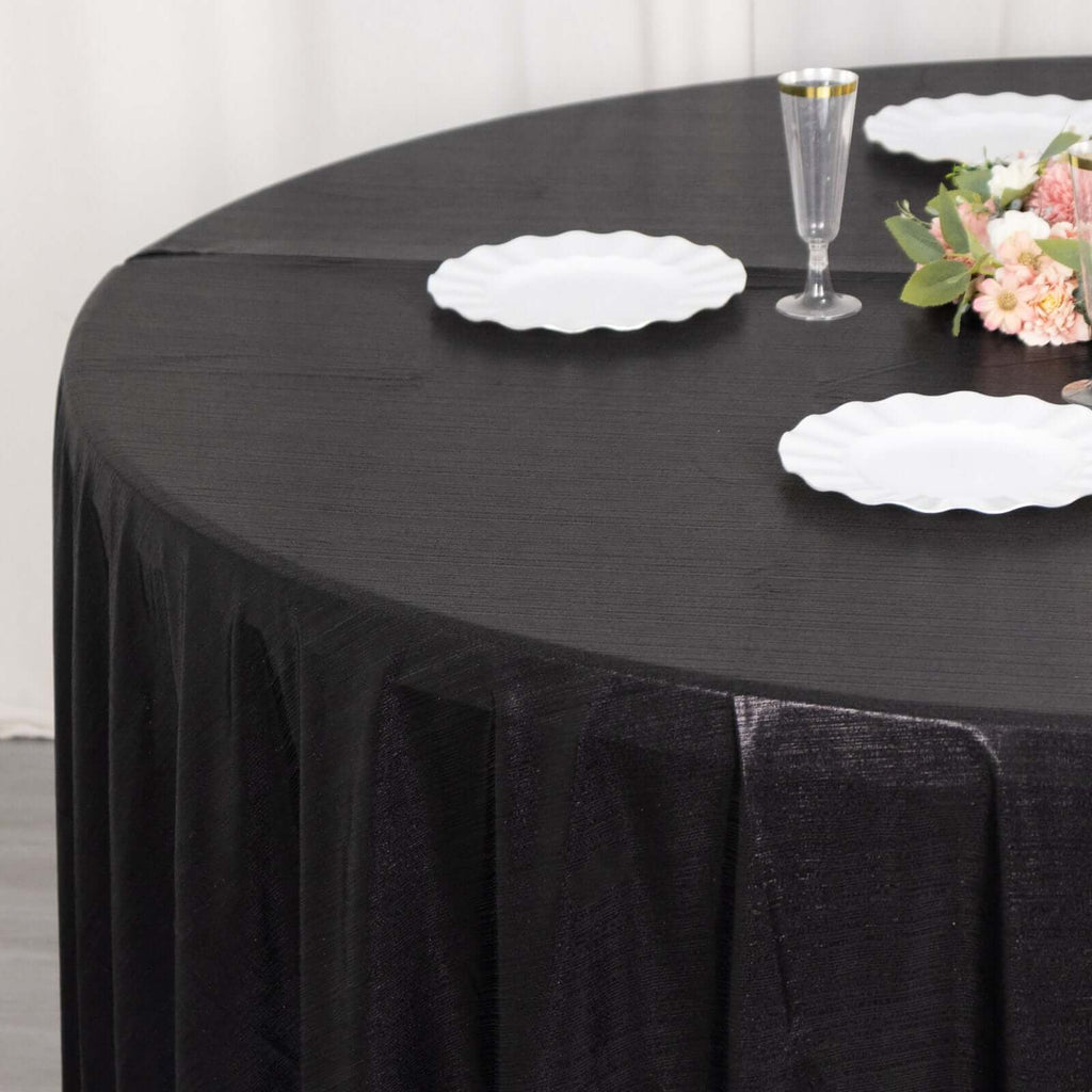 Sequin Dots Polyester Round 120" Tablecloth Shimmering Black - Wrinkle Free & Sparkling Table Cover - Bell Racket Store