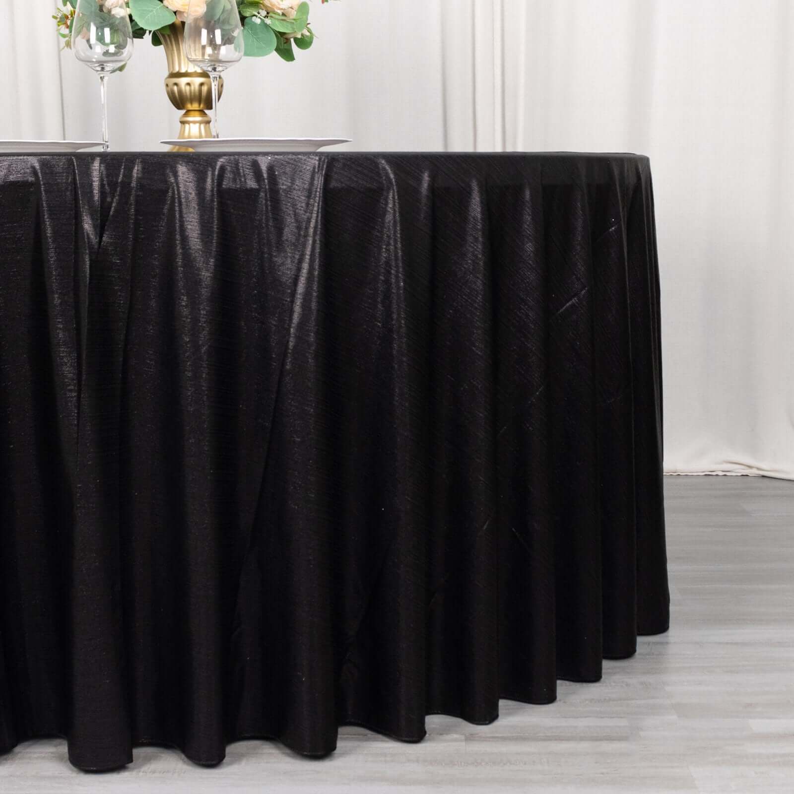 Sequin Dots Polyester Round 120" Tablecloth Shimmering Black - Wrinkle Free & Sparkling Table Cover - Bell Racket Store