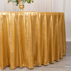 Sequin Dots Polyester Round 120" Tablecloth Shimmering Gold - Wrinkle Free & Sparkling Table Cover for Stylish Event Decor - Bell Racket Store