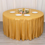 Sequin Dots Polyester Round 120" Tablecloth Shimmering Gold - Wrinkle Free & Sparkling Table Cover for Stylish Event Decor - Bell Racket Store
