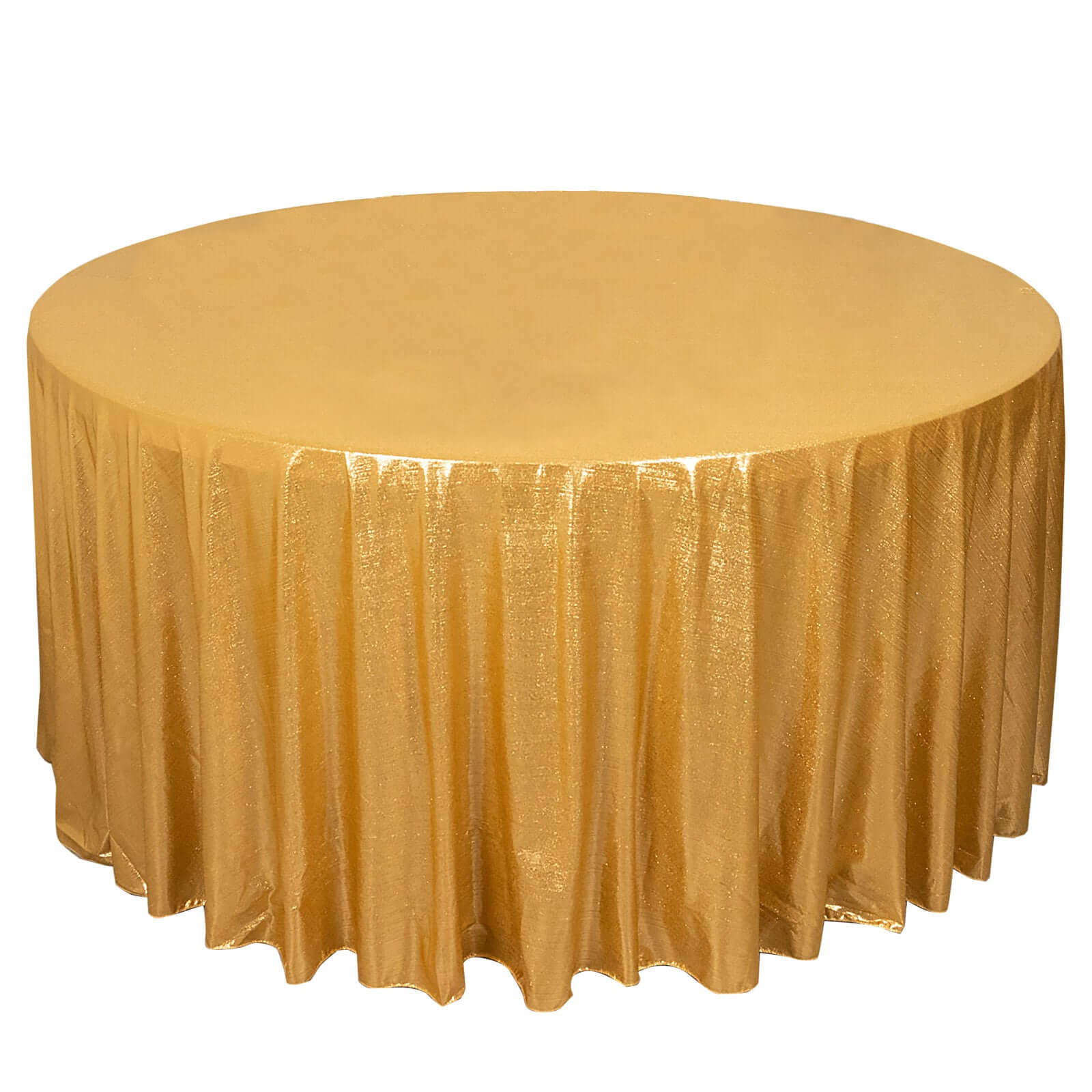 Sequin Dots Polyester Round 120" Tablecloth Shimmering Gold - Wrinkle Free & Sparkling Table Cover for Stylish Event Decor - Bell Racket Store