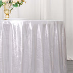 Sequin Dots Polyester Round 120" Tablecloth Shimmering Silver - Wrinkle Free & Sparkling Table Cover - Bell Racket Store