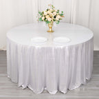 Sequin Dots Polyester Round 120" Tablecloth Shimmering Silver - Wrinkle Free & Sparkling Table Cover - Bell Racket Store