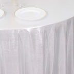 Sequin Dots Polyester Round 120" Tablecloth Shimmering Silver - Wrinkle Free & Sparkling Table Cover - Bell Racket Store