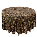 Sequin Mesh 120" Round Tablecloth Black/Gold - Seamless Wave Embroidered Table Cover - Bell Racket Store