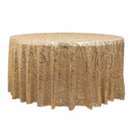 Sequin Mesh 120" Round Tablecloth Champagne - Seamless Wave Embroidered Table Cover - Bell Racket Store