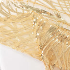 Sequin Mesh 120" Round Tablecloth Champagne - Seamless Wave Embroidered Table Cover - Bell Racket Store